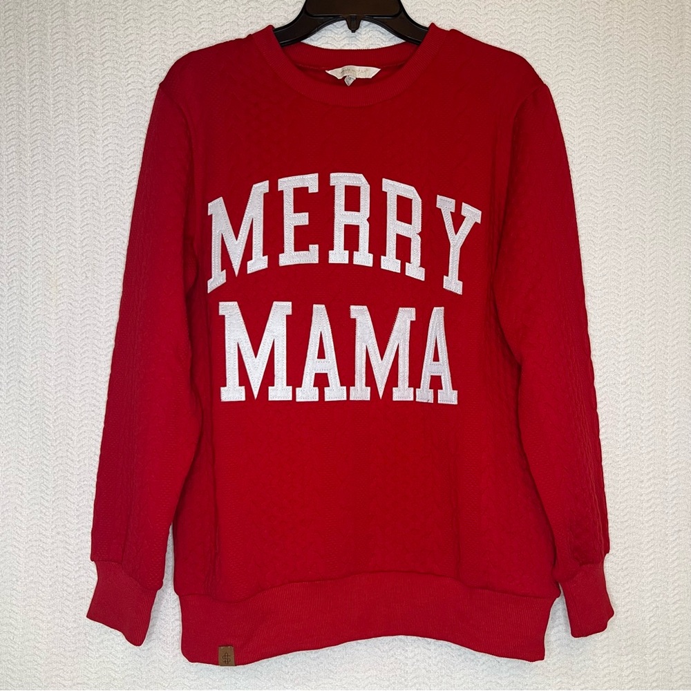 simply southern / red & white merry mama sweatshirt size small